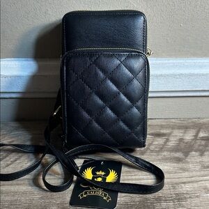 Calista Black Quilted Crossbody Bag